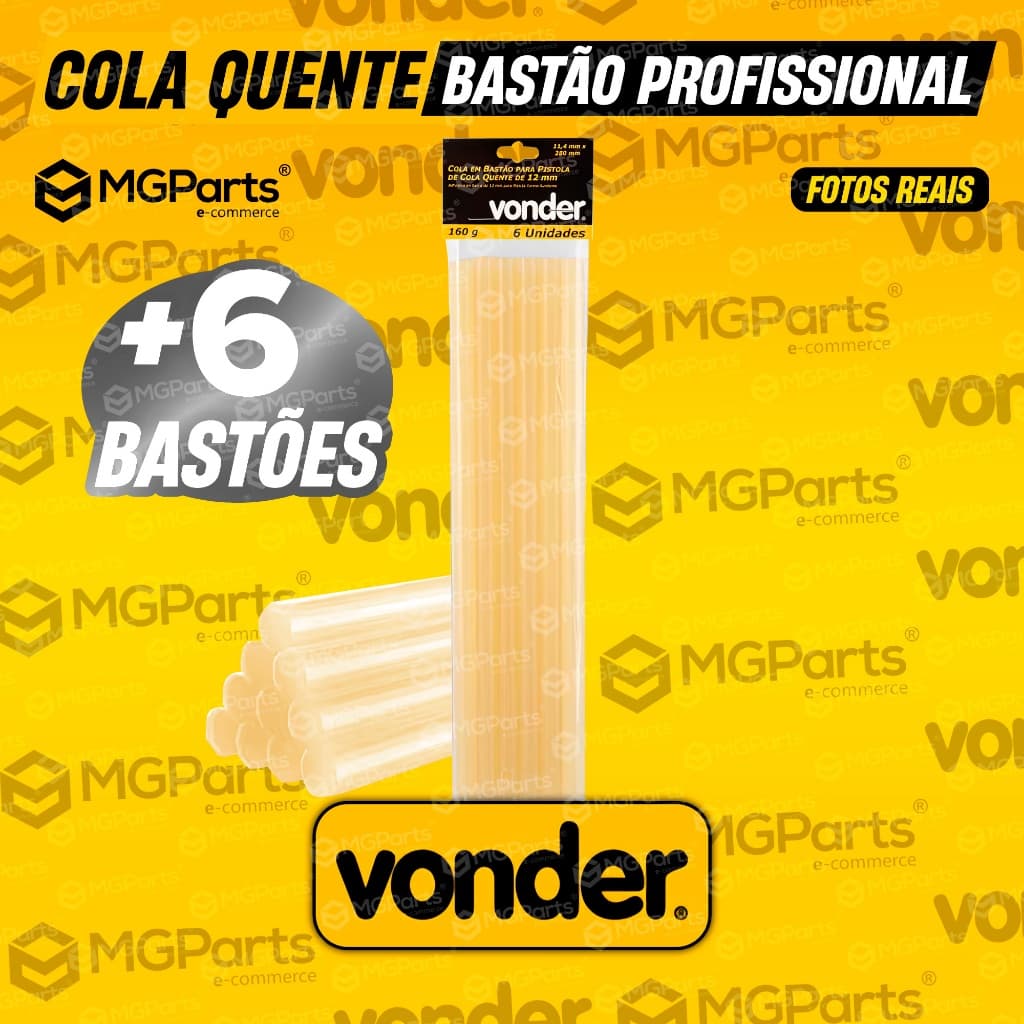 Kit 6 Refil Bastão Cola Quente Vonder Pistola Cola Quente 12 Mm Original