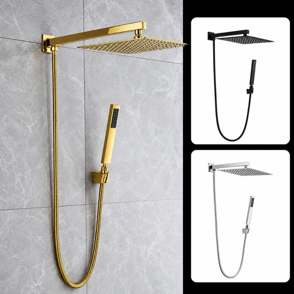 Chuveiro Ducha 20x20cm Inox Quadrada Com Desviador e Ducha Manual