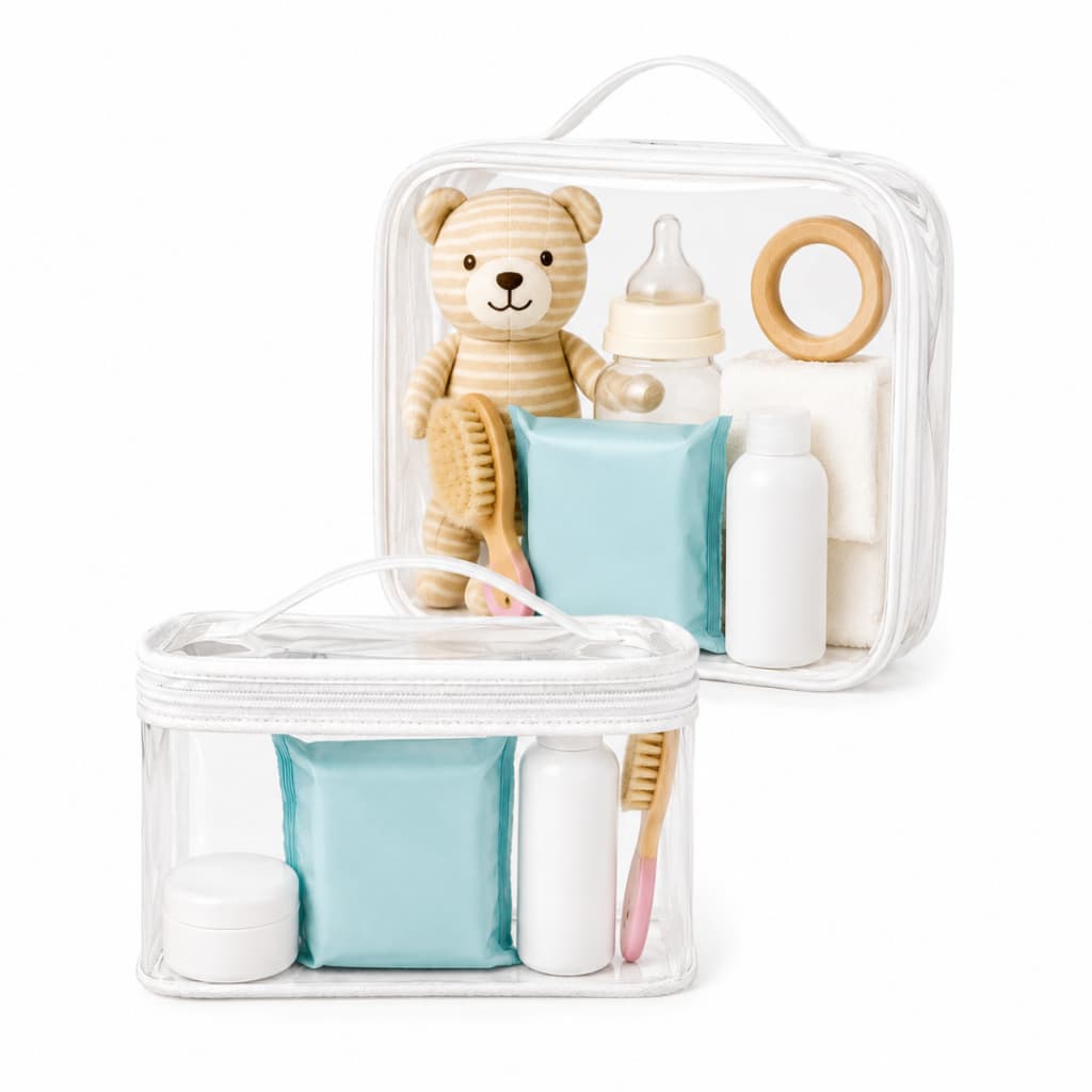 Kit 2 necessaire transparente organizador troca e Fralda bebe Higiêne Bolsa Mala Saída Maternidade