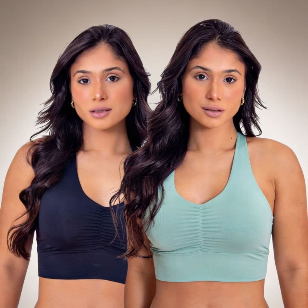 Kit 2 Top Academia Microfibra Sem Bojo Feminino Fitness Sustentação Confortável Moderno e Versátil