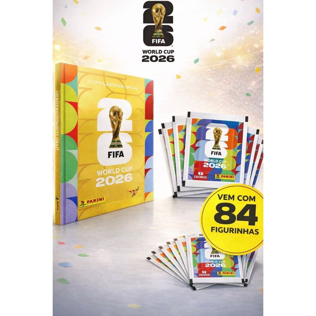 Álbum Capa Dura Ouro Oficial + 84 Figurinhas Copa do Mundo 2026 Panini Original