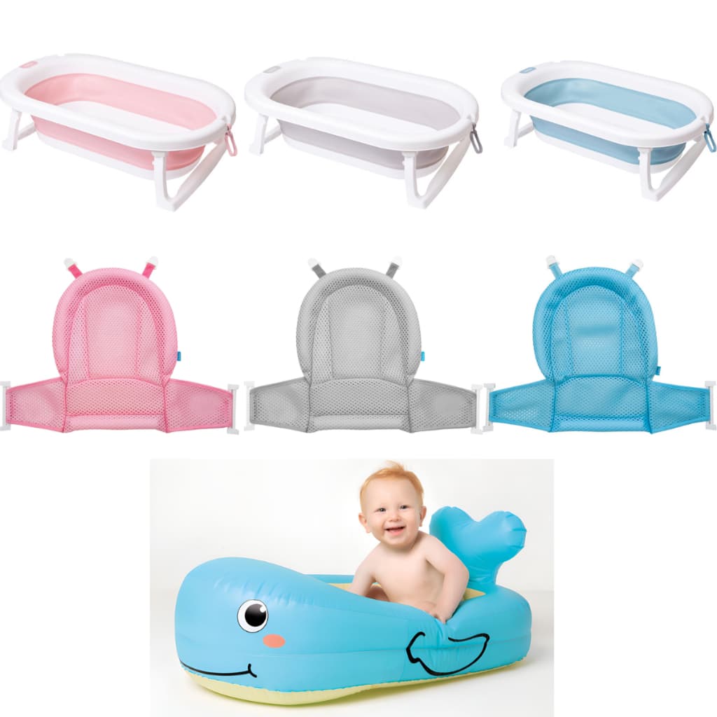 Banheira De Bebê Infantil Portátil Dobrável, Banheira Inflável Baleia, Rede de Proteção  - Buba