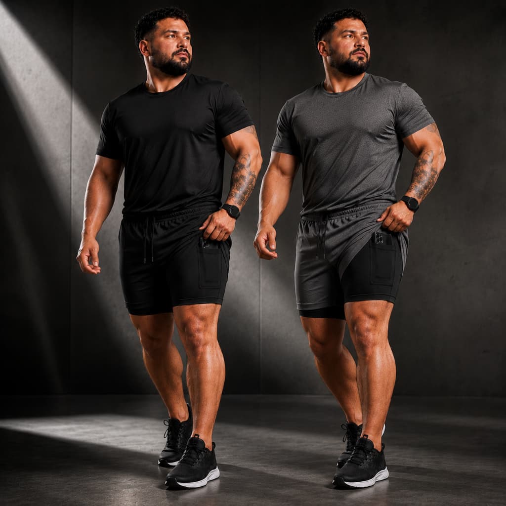Kit 2 Short Dry 2 em 1 Plus Size P ao G4 Bermuda Masculina Academia Treino Corrida Com Elastano