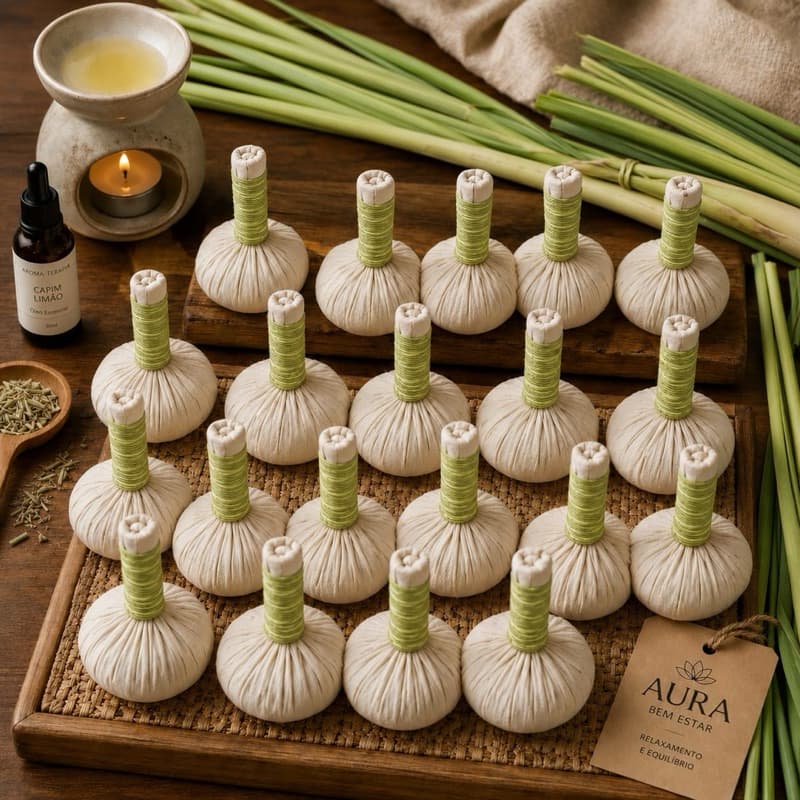 Kit 10 Pares (20 unidades) Pindas Chinesas Capim-Limão) – Massagem Relaxante e Alívio de Estresse - Aura Bem-Estar