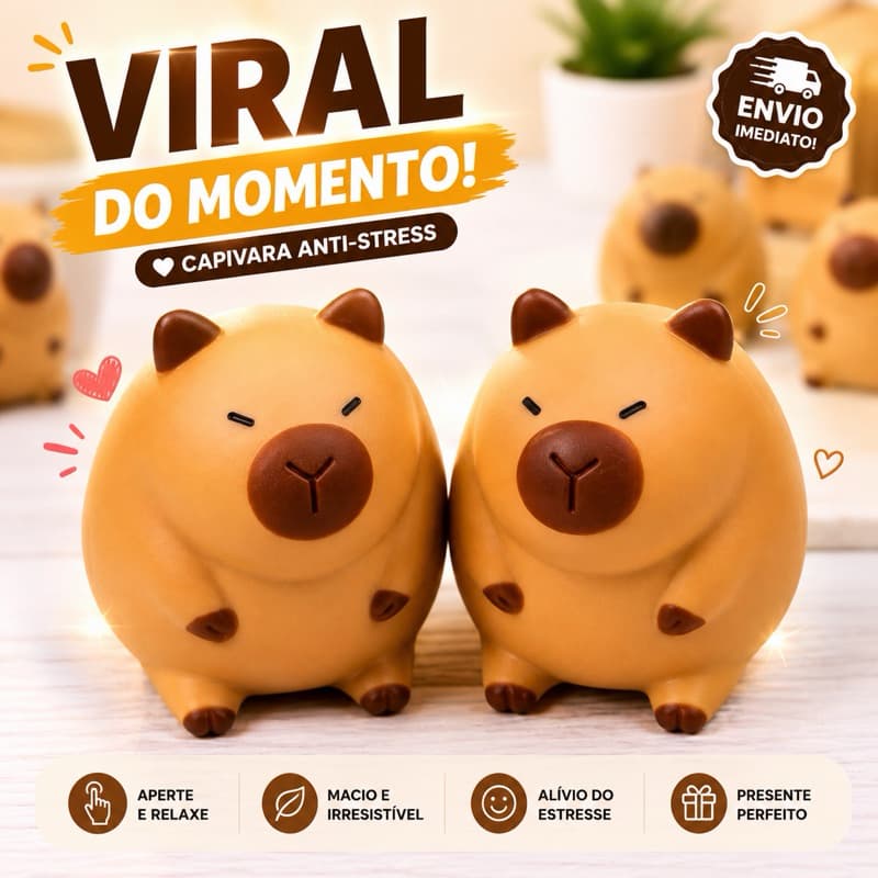 Capivara Squishy Squish Anti-stress Alívio Estresse