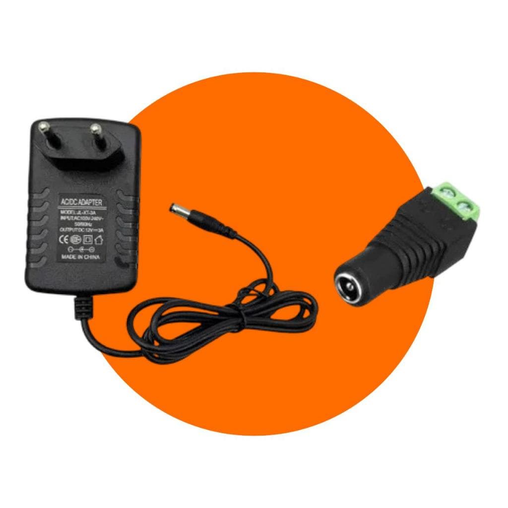 1 Fonte De Energia 12v 3a + 1 Conector P4 Femea Com Borne