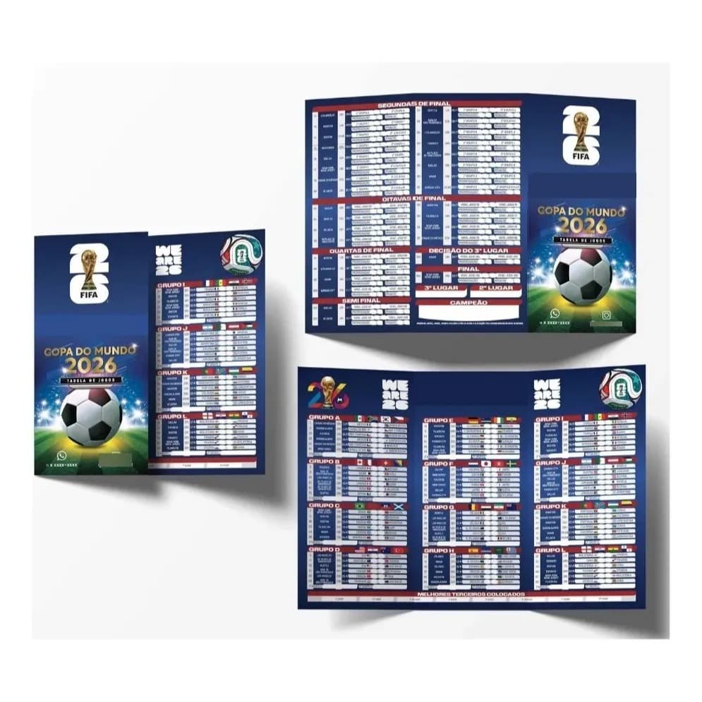 Tabela Da Copa Do Mundo Três Dobras 2026 Folder Brasil