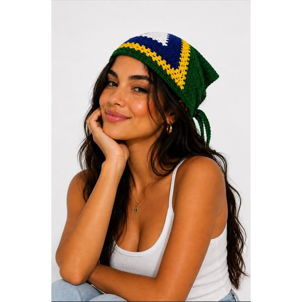 Bandana de crochê COPA 2026 BRASIL TAMANHO M