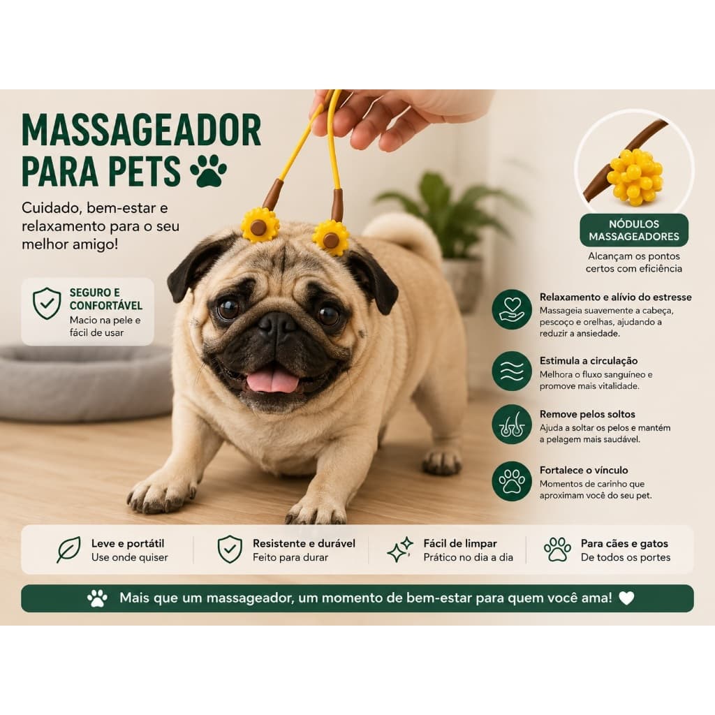 Ferramenta de Massagem Massageador para Pets – Ideal para Relaxar e Cuidar