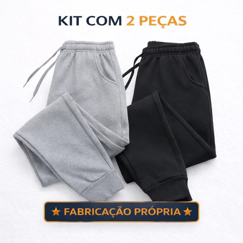 KIT 2 Calças Moletom Unissex Peluciada Para o Inverno