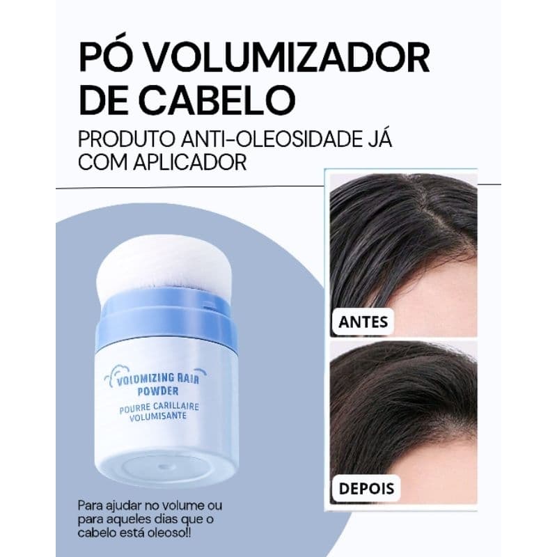 Pó volumizador para cabelo, efeito shampoo a seco, para oleosidade capilar, volume na raiz, pó para volume na raiz