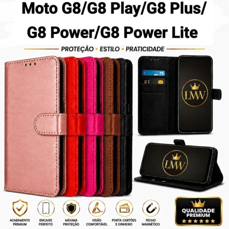 Capinha Capa Carteira Flip Cover Motorola moto G8/G8 plus/G8 play/G8 power/G8 power lite