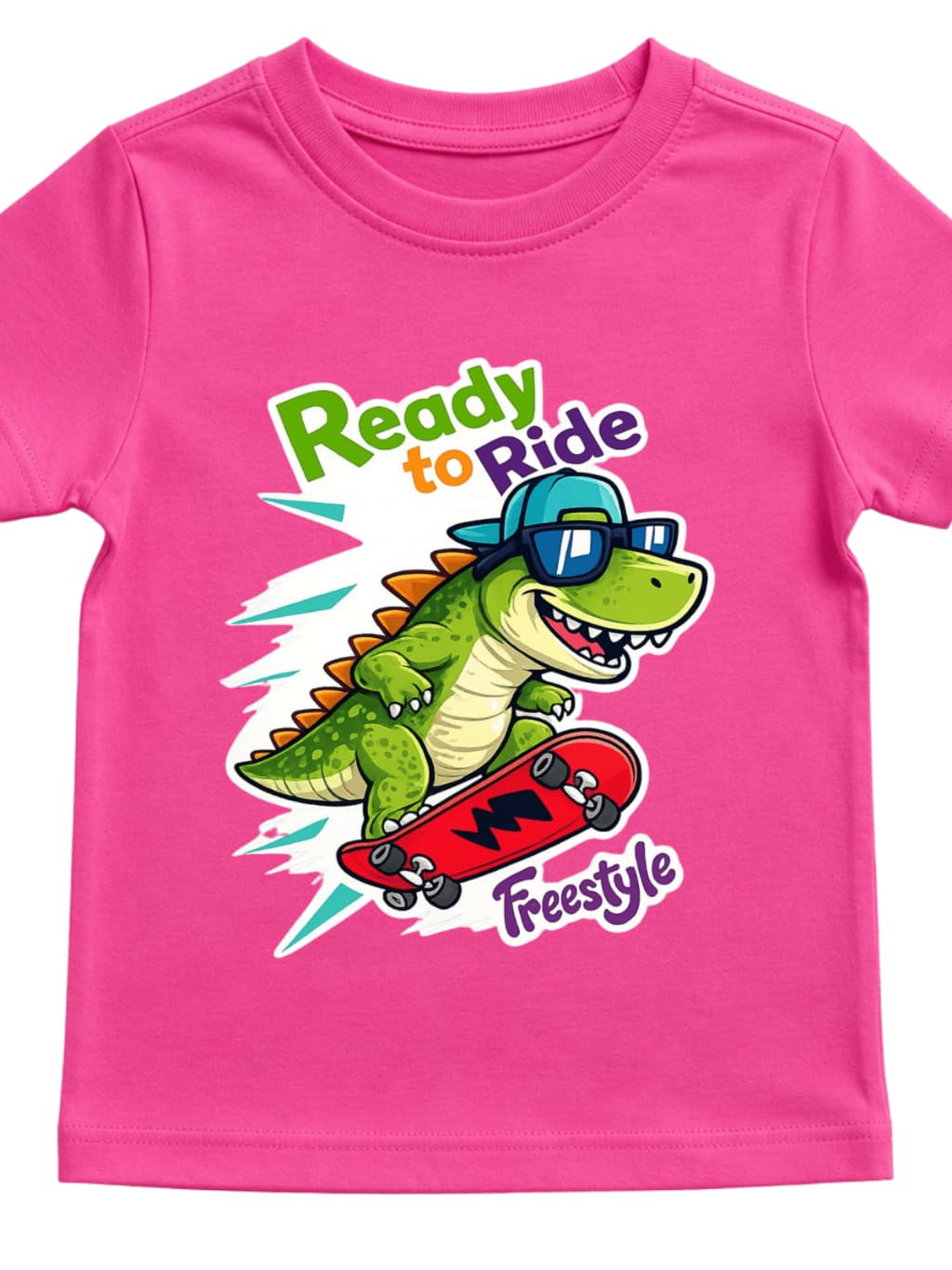Camiseta Infantil Menino Dinossauro Skate Manga Curta 100% Algodão