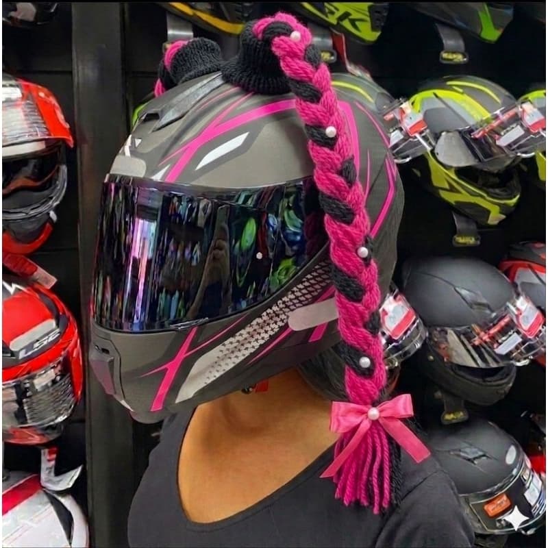 TRANÇA PARA CAPACETE MOTOGIRL MOTOPINK MOTO CAPACETE TRANÇA DE LÃ DUPLA FACE 3M VELCRO