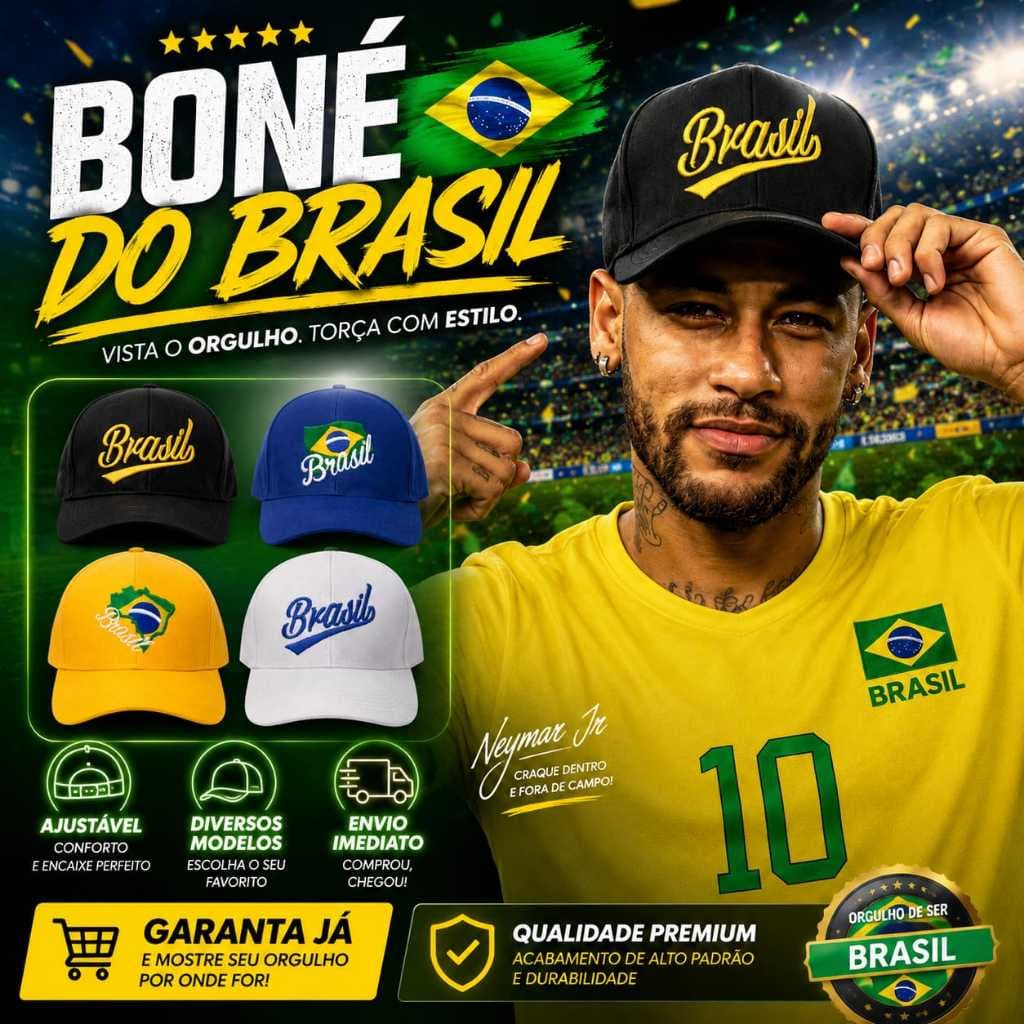 🧢Boné Brasil Bordado Adulto Ajustável | Copa 2026 | Estilo Torcedor Esportivo | Unissex