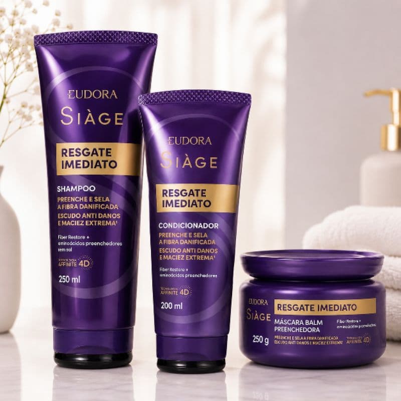 Combo Eudora Siàge Resgate Imediato Shampoo Condicionador e Mascara