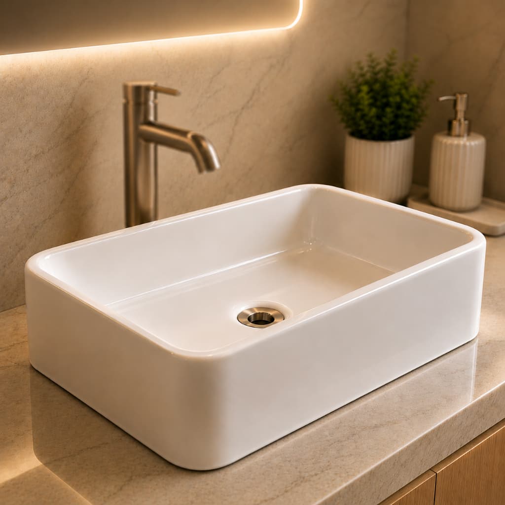 Cuba Pia Banheiro PVC Lavabo Sobrepor Apoio Moderna Branca Preta Luxo Resistente