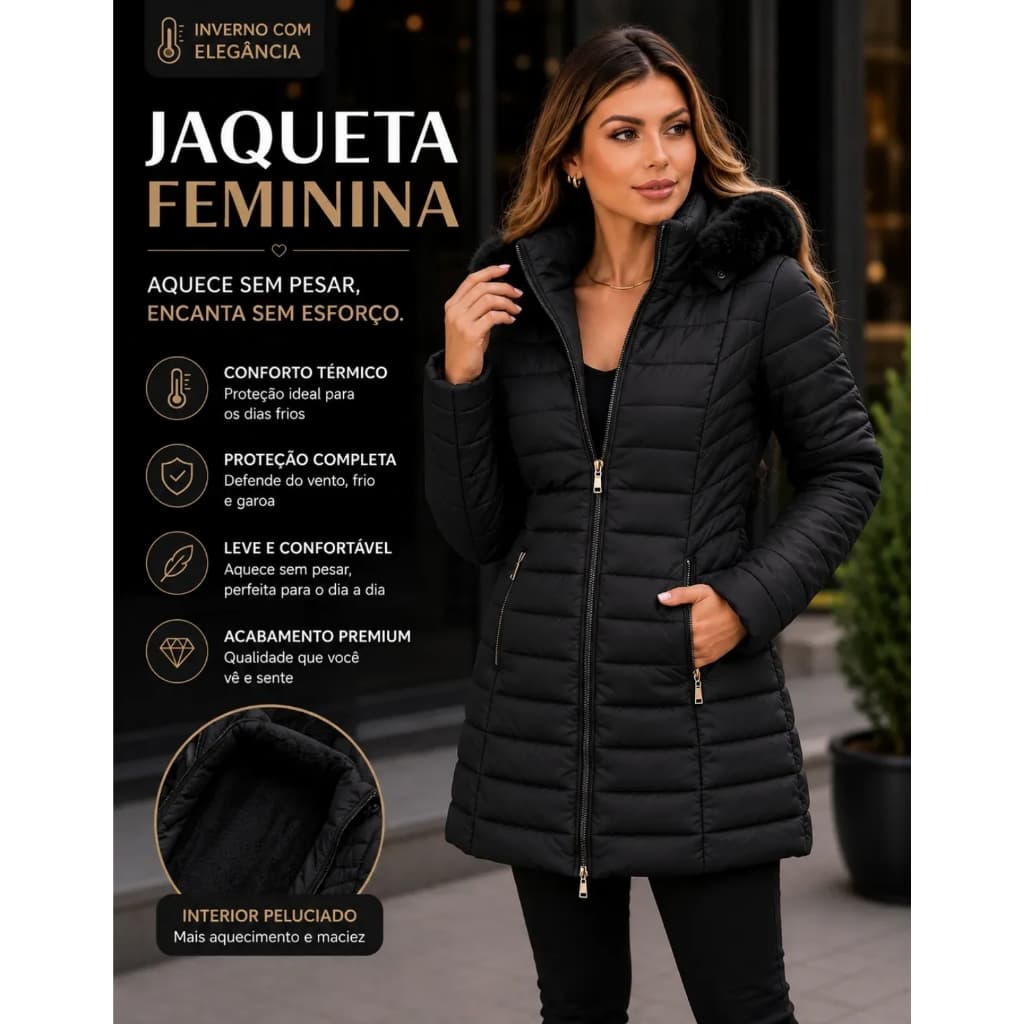 Jaqueta Sobretudo Feminina Bobojaco Peluciado Inverno