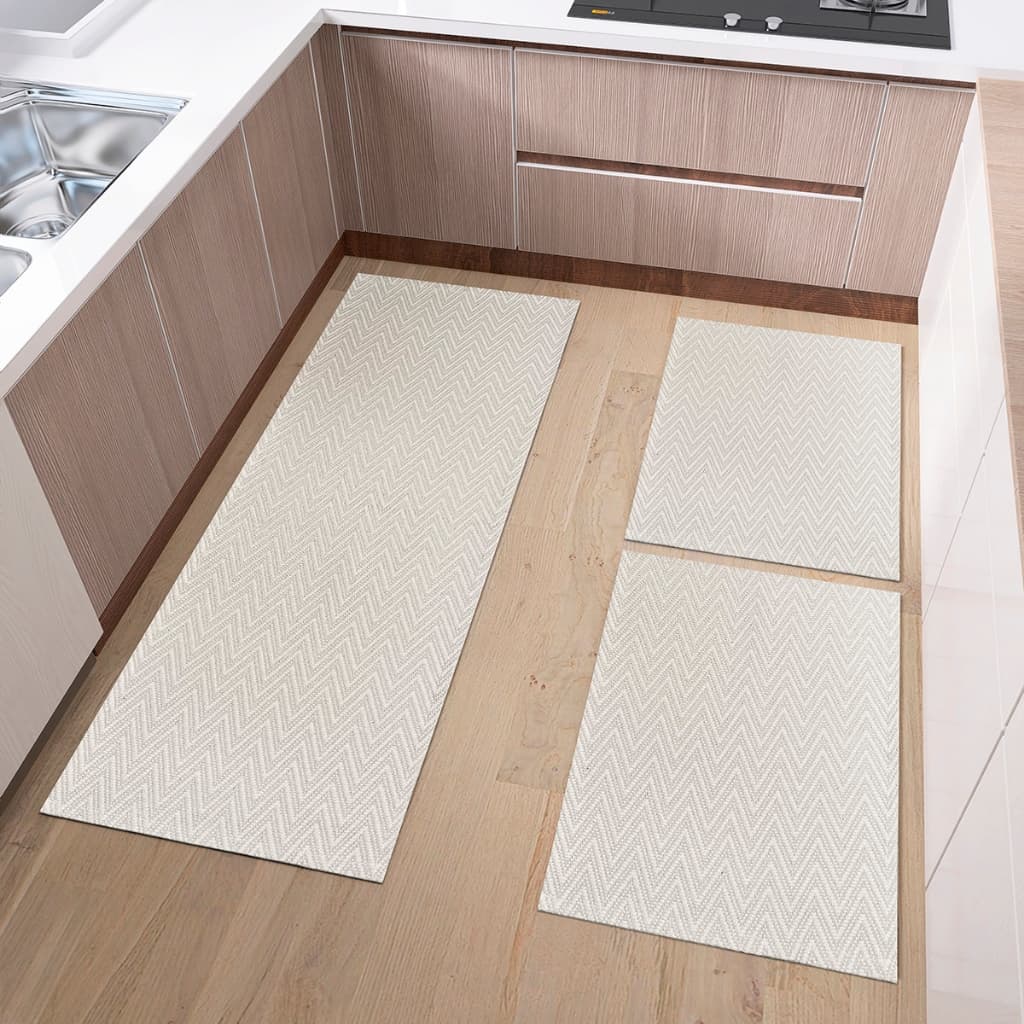 Tapete Passadeira Kit Cozinha Jogo 3 Peças 0,45 x 1,30m Antiderrapante 100% Algodão Rústico Natural