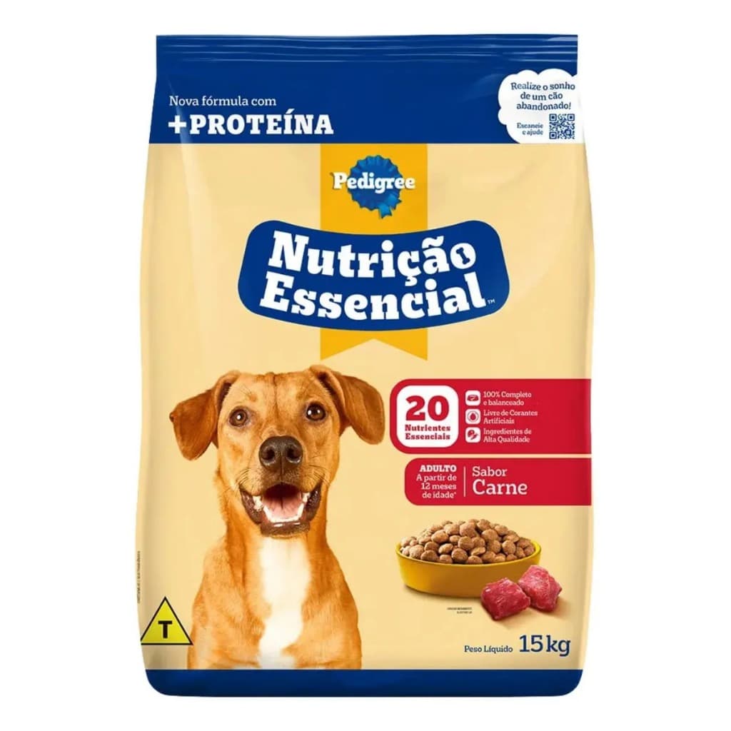 Ração Pedigree Nutrição Essencial Carne para Cães Adultos - 15kg