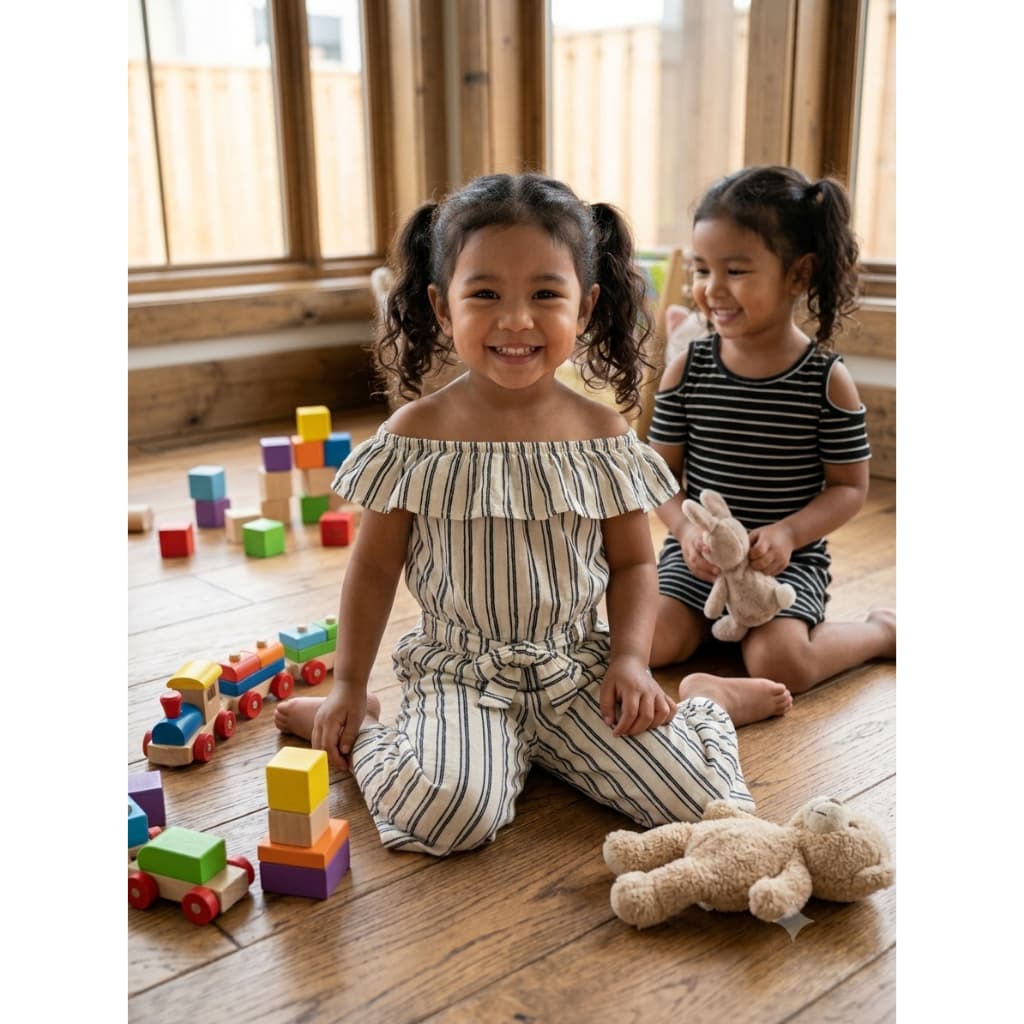 Vestido Macacão Infantil Menina Listrado Estilo Luxo Duduka