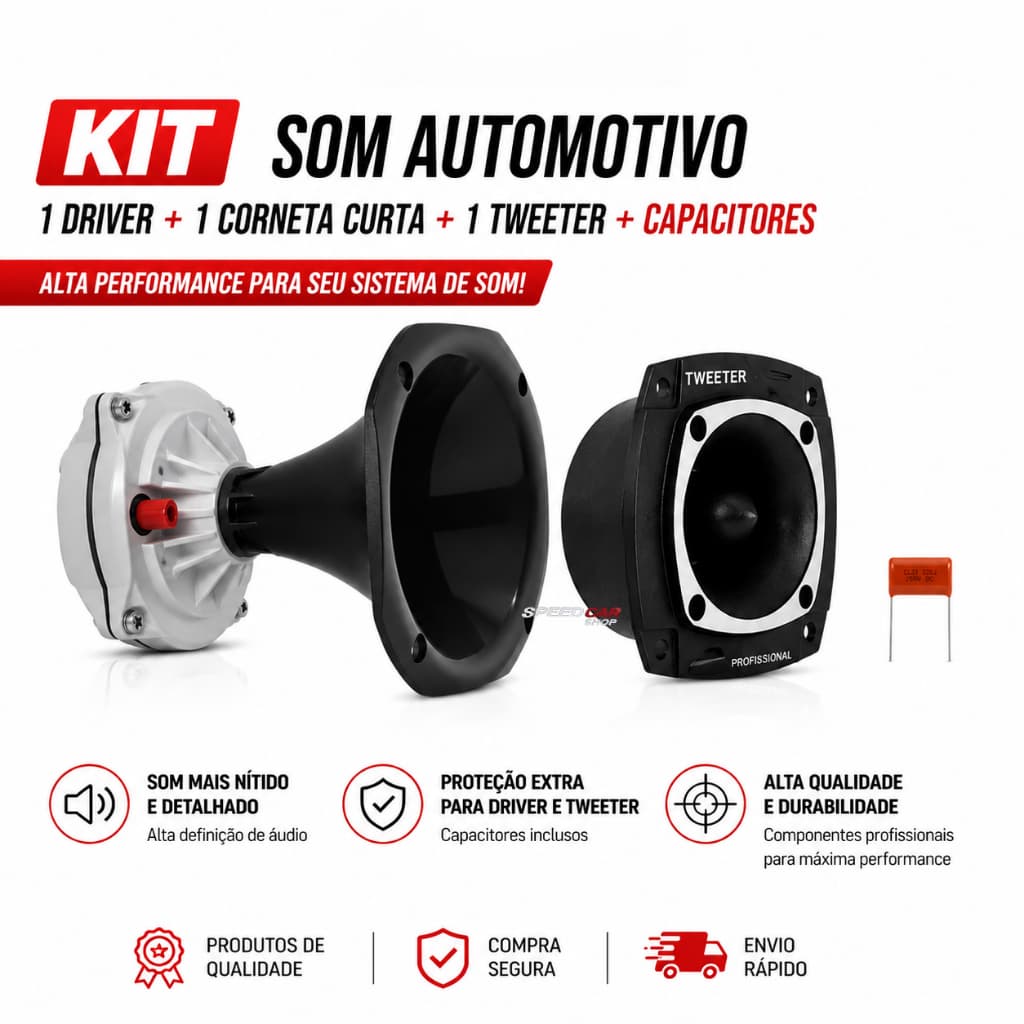 Super Kit Musicall Driver Modelo D250X Super Tweeter Modelo St 304 Musicall Corneta e Capacitores
