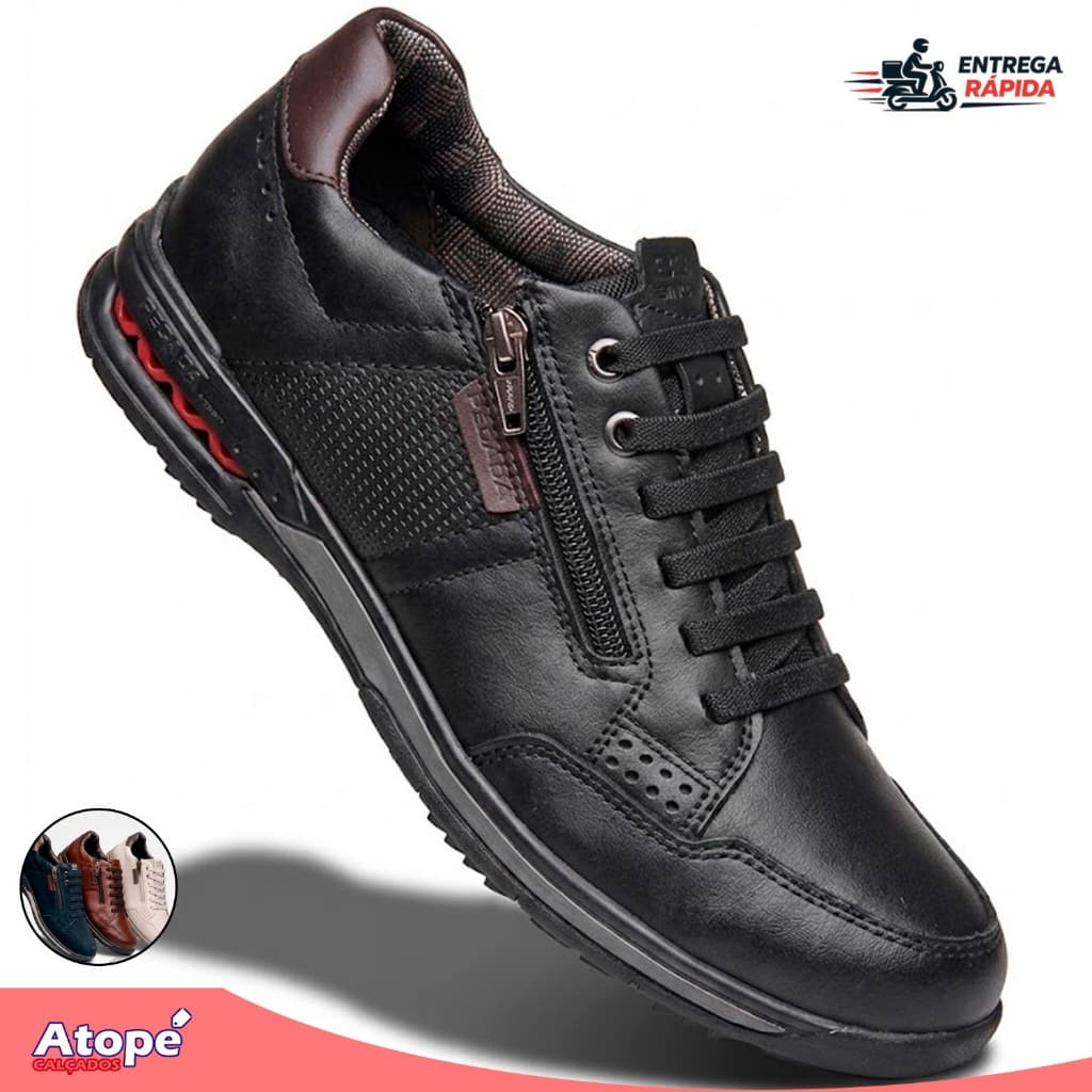 Sapatênis Casual Pegada Masculino Couro Legitimo Calce Facil