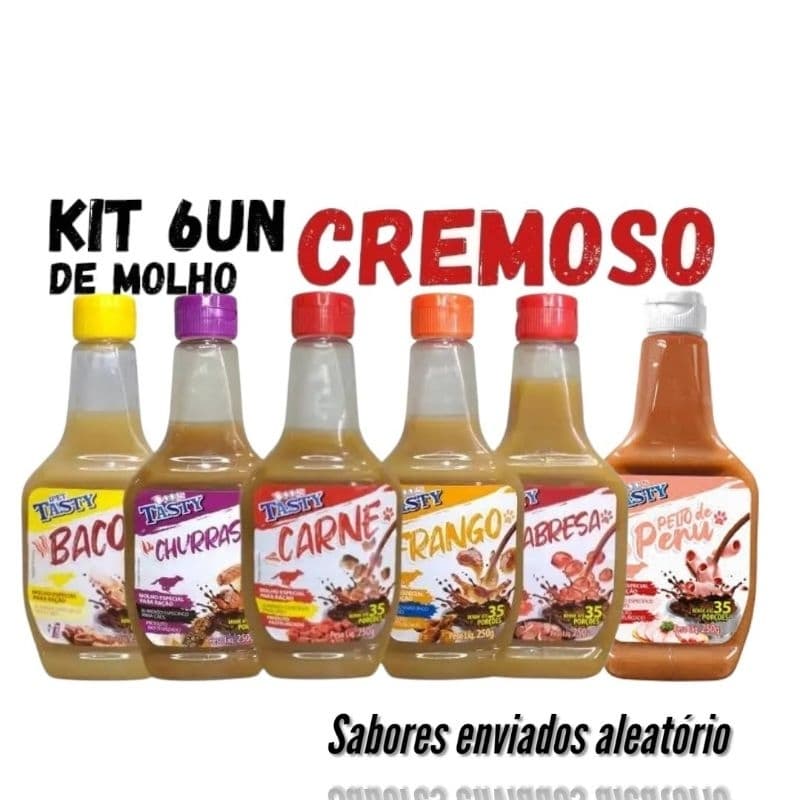 Kit 6 Unidades de Molho Especial Para Ração Tasty Para Pet Cachorro 250g Ipet Vários Sabores