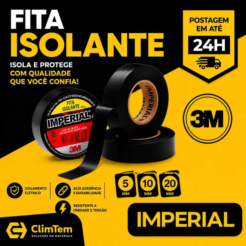 Fita Isolante 3M Imperial 18mm x 20m Profissional para Instalações Elétricas e Fiações