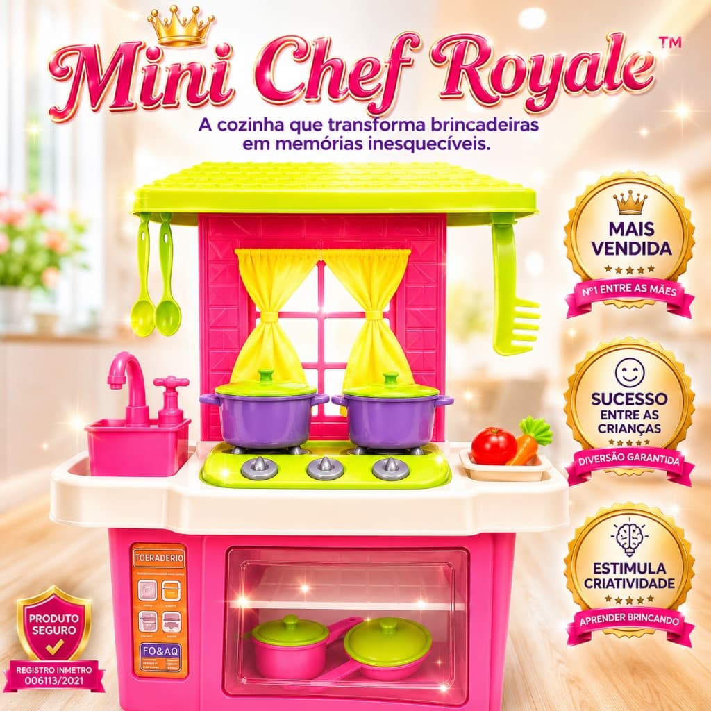 Kit Cozinha Infantil Completa Mini Chef Royale™ Com Forninho Panelinhas e Acessórios Educativos