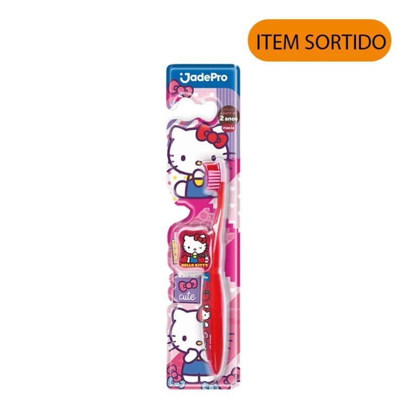 ESCOVA DE DENTE INFANTIL HELLO KITTY MACIA COM PROTETOR - JADEPRO