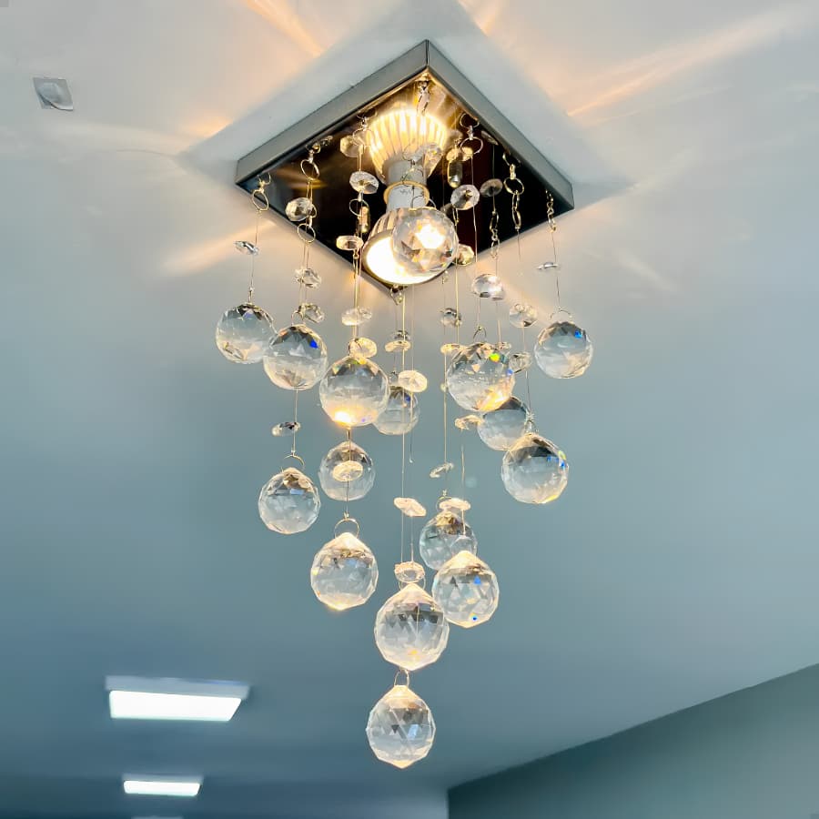 Lustre Pendente Luminária De Teto Feita De Cristal Legítimo K9 Já Montado Com LED Sala Jantar Luxo