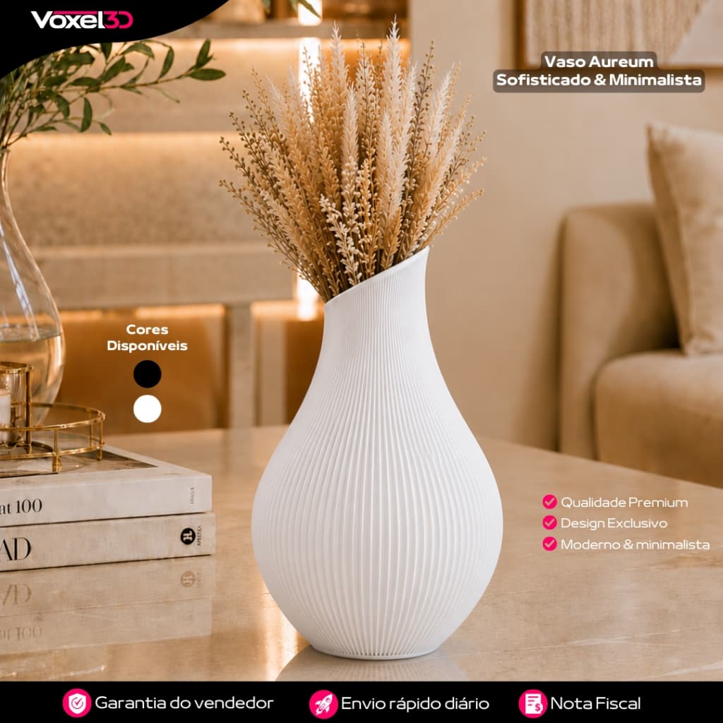 Vaso Aureum Luxo Decorativo Sofisticado Minimalista Moderno Elegante para Sala Quarto e Escritório