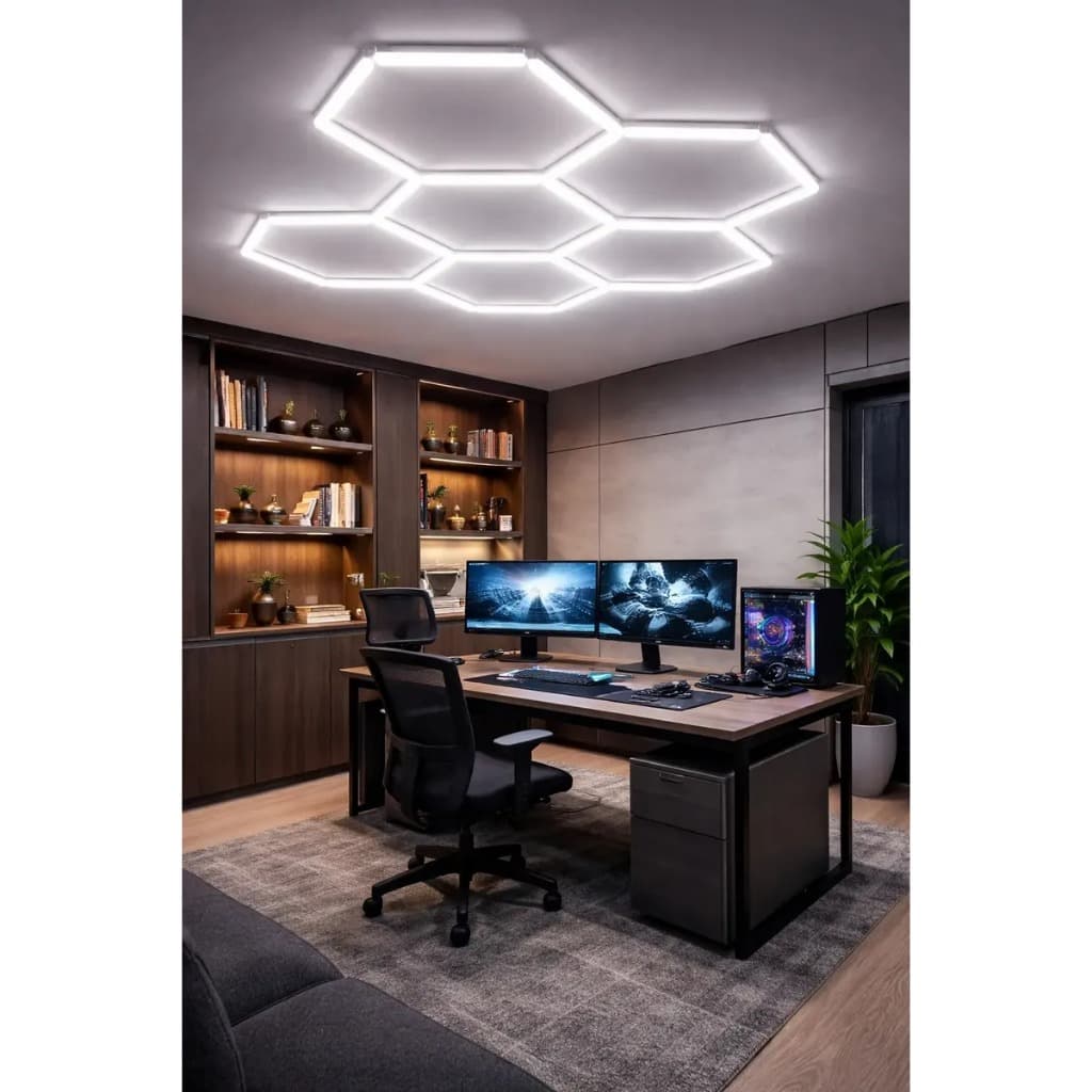 Luminária Hexagonal Led Bivolt Oficina Escritório Iluminação