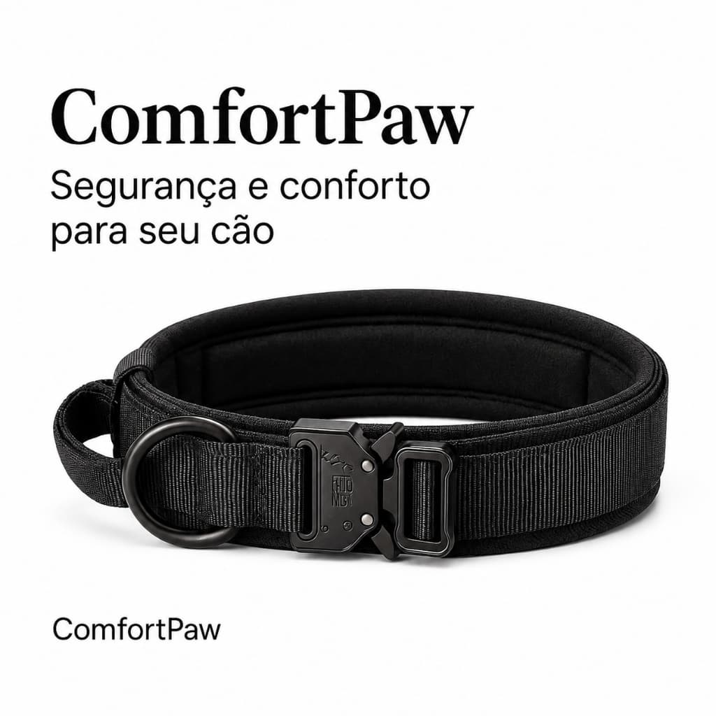 Coleira Tática para Cães Ajustável Nylon 1000D Conforto Segurança