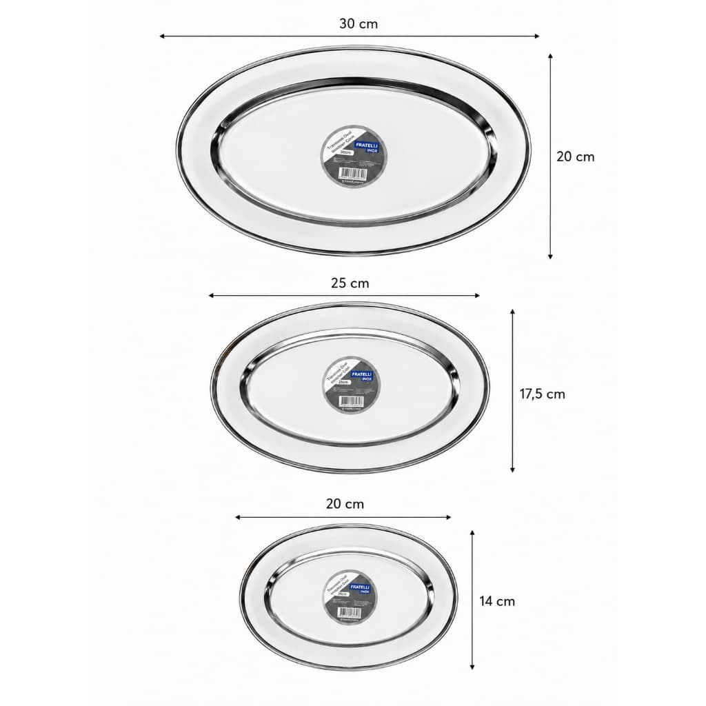 Travessa Oval Inox Premium | 20cm 25cm 30cm | Mesa Posta, Restaurante e Cozinha