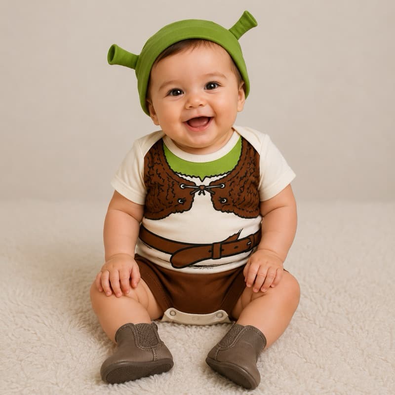 Body Temático Shrek, mesversário bebê, festa ou evento