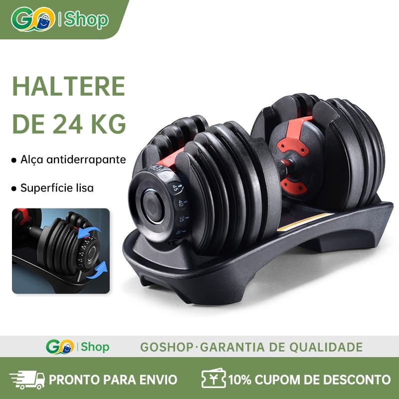 Halter Regulável 24kg Dumbell Ajustável Drum Anilha Dumbbell