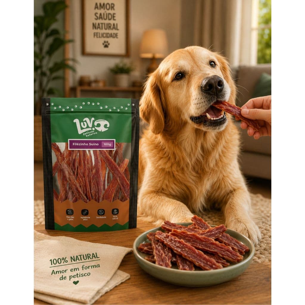 Petisco Pet Para Cães Gatos Desidratado Natural  Filezinho Suino 100g