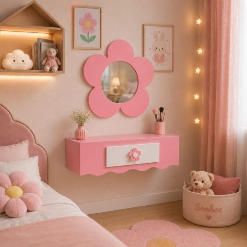 🌸✨ MINI PENTEADEIRA/ESCRIVANINHA INFANTIL SUSPENSA FLOR –  LINDA E SUPER DELICADA! ✨🌸