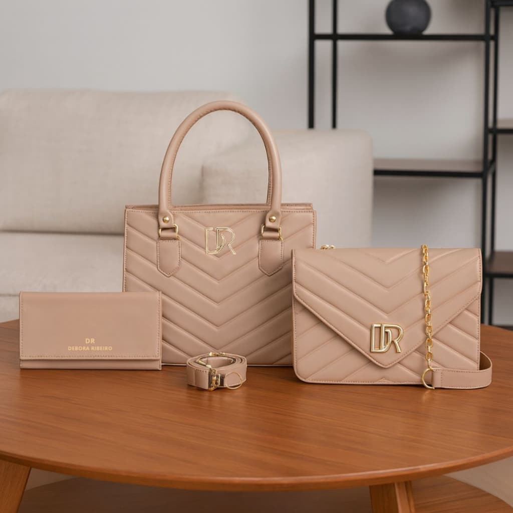 Kit 2 Bolsa Feminina Transversal de Ombro Tiracolo Média e Pequena Moderna Tendência + Carteira