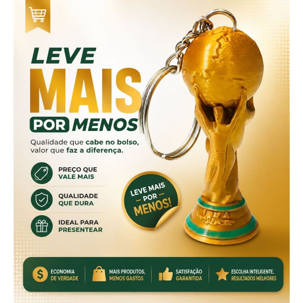 Chaveiro Taça Copa do Mundo 2026 Kits com 10, 20 ,30 ou 40 Unidades