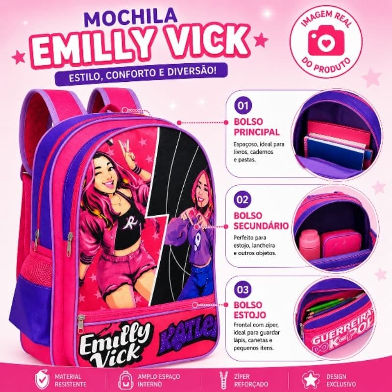 Mochila Escolar Infantil Grande De Costa Emily Vick
