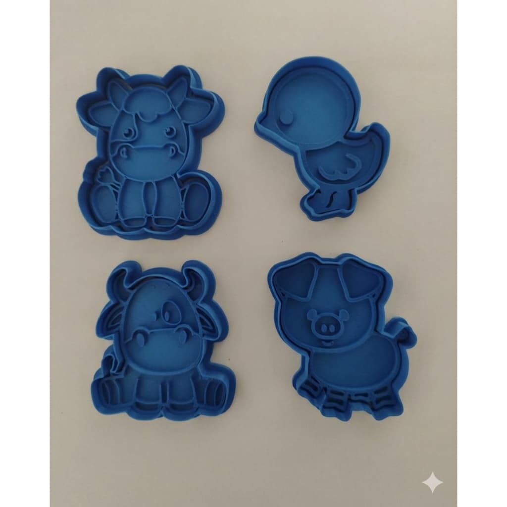 Kit 4 Cortador Marcador Infantil Fazendinha de Animais Pasta Americana