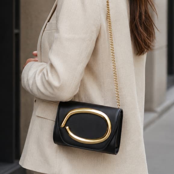 Bolsa Clutch Feminina Hobo com Corrente Dourada Festa Elegante Blogueira
