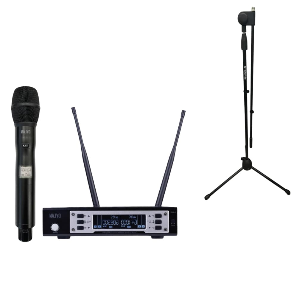 Kit Microfone Sem Fio Dylan Com Talk Back D-9001tb + Receptor E Pedestal