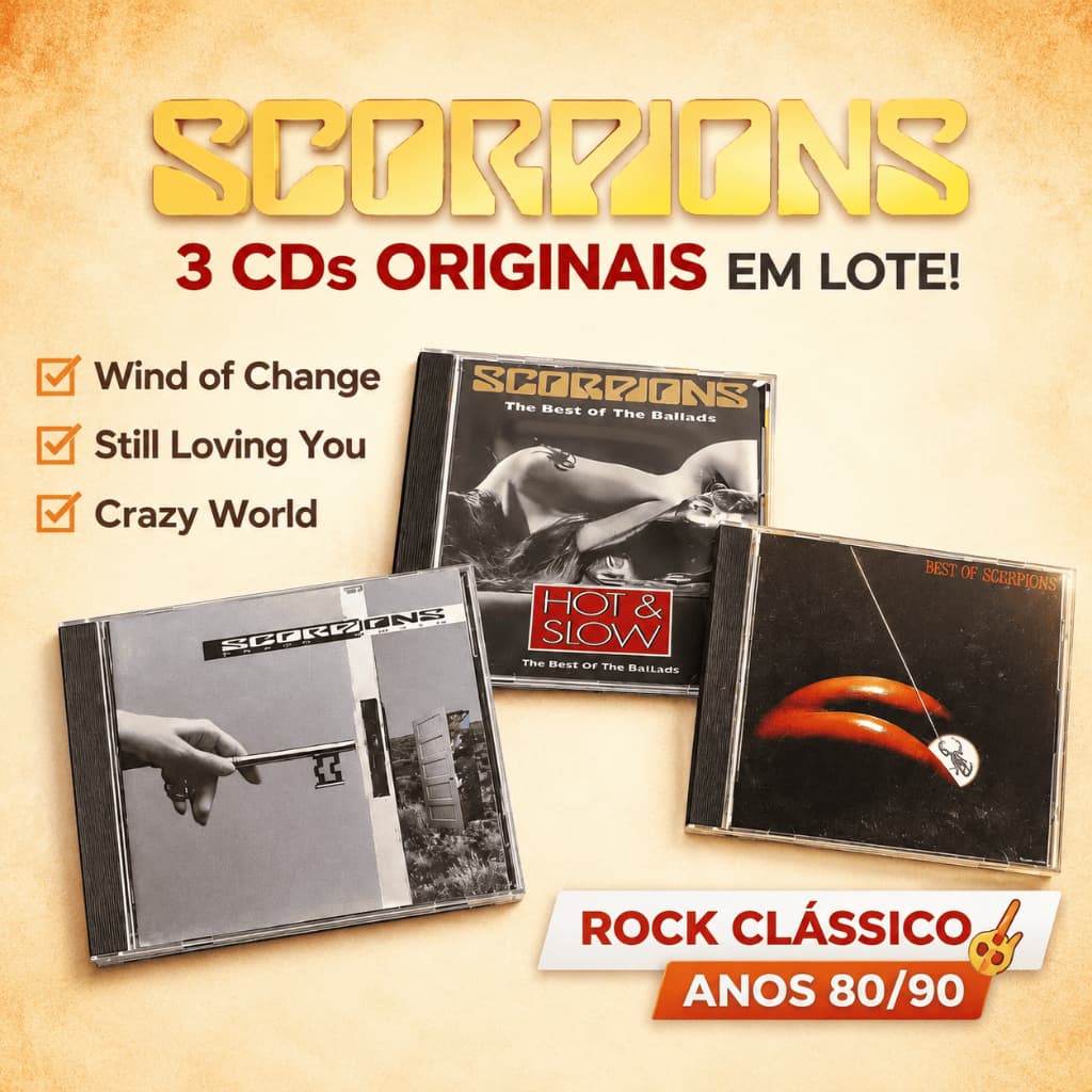 CD Scorpions Lote 3 Unidades Crazy World + Best Of + Ballads Originais Rock Clássico
