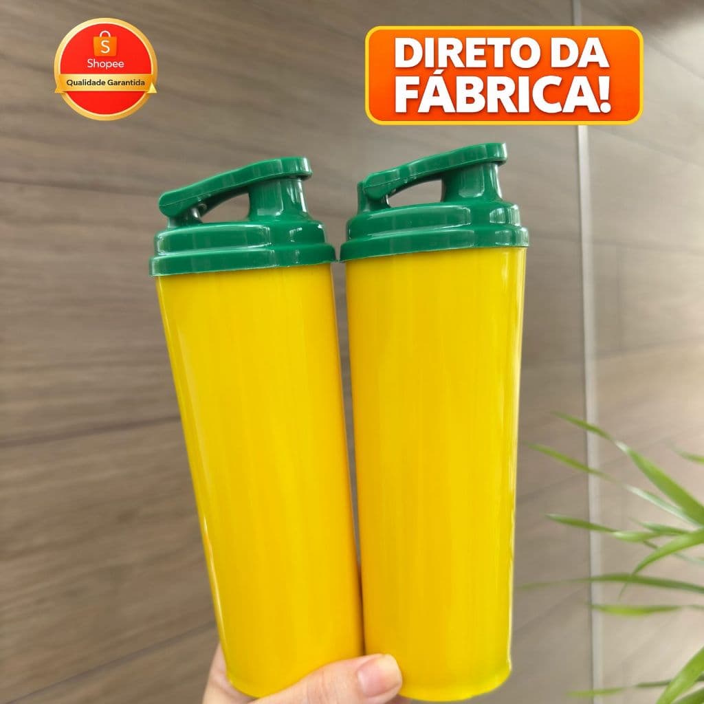 🇧🇷 KIT 10 Copo Squeze 330ML Copa do Mundo   - Copo com Tampa Squeeze/Coqueleteira 330ml  - EDIÇÃO ESPECIAL BRASIL