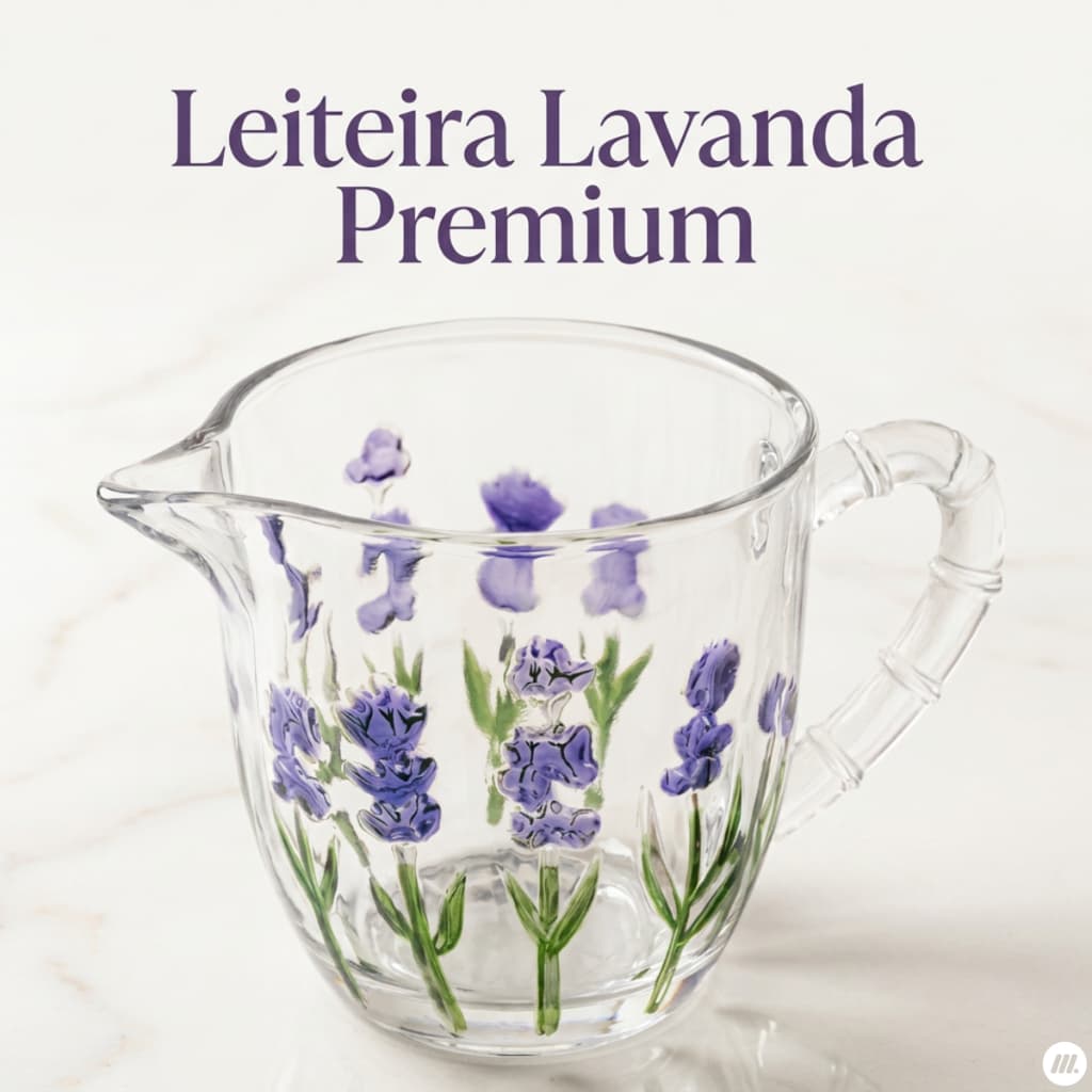 Leiteira Lavanda Vidro 240ml Cantinho do Café Cozinha Decor Fofa Estética Embalagem Segura Presente