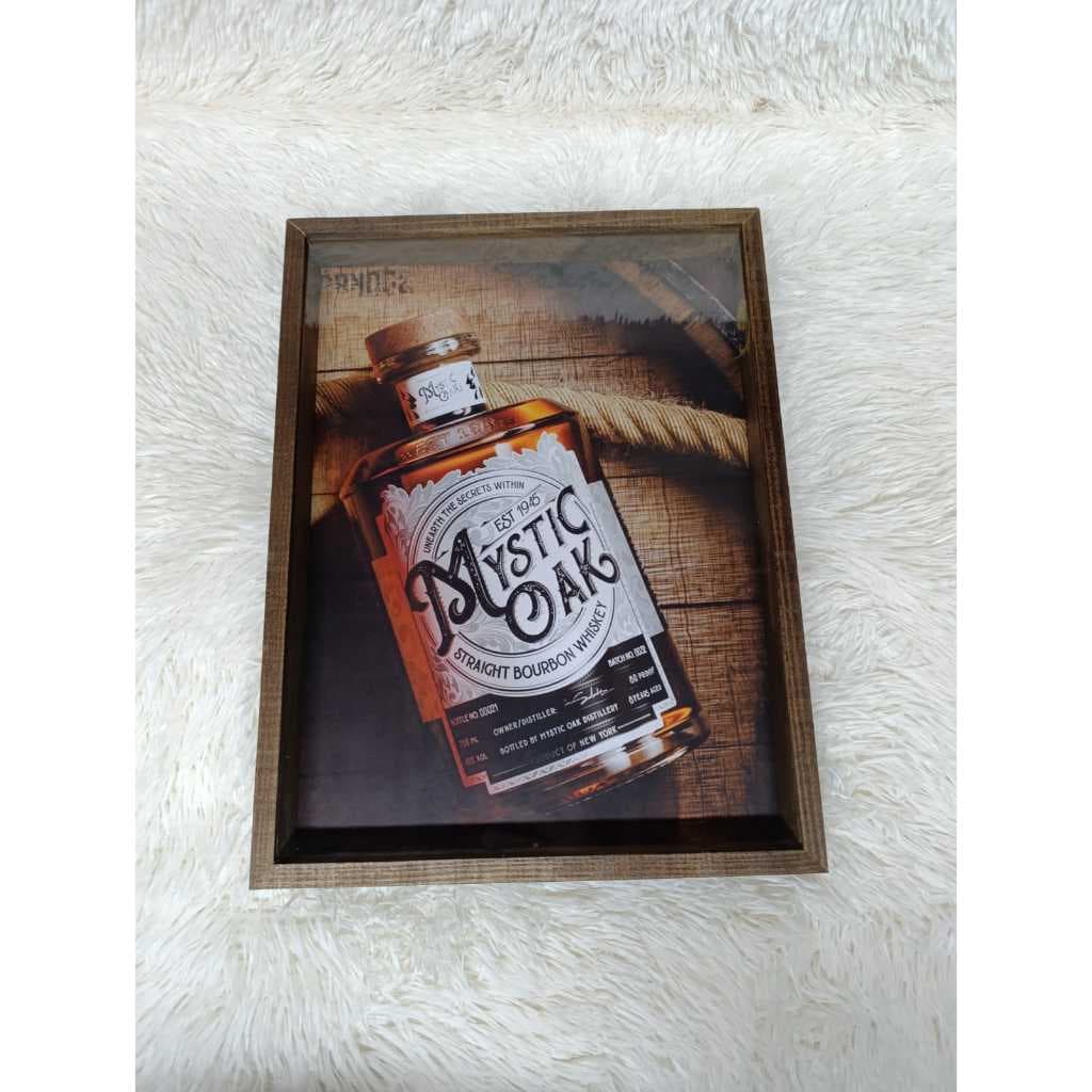 Porta Rolhas Tampinhas Quadro Decorativo com vidro Moldura Betume